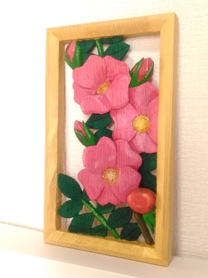 作品　壁掛け　はまなす